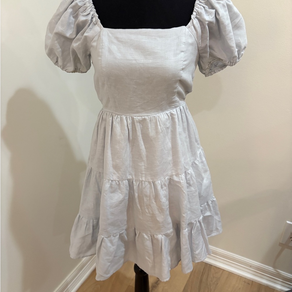 Dusty blue Puff Sleeve Dress